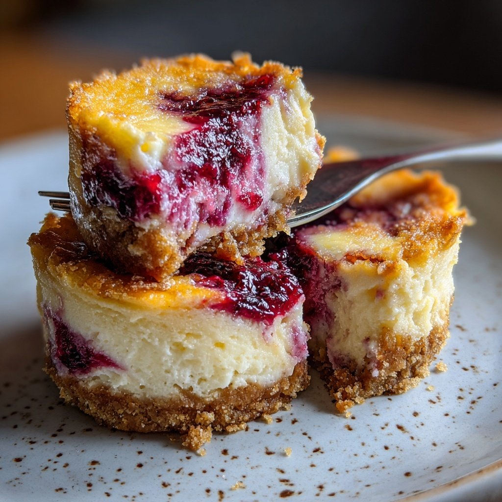 Mini Cheesecakes with Berry Swirl