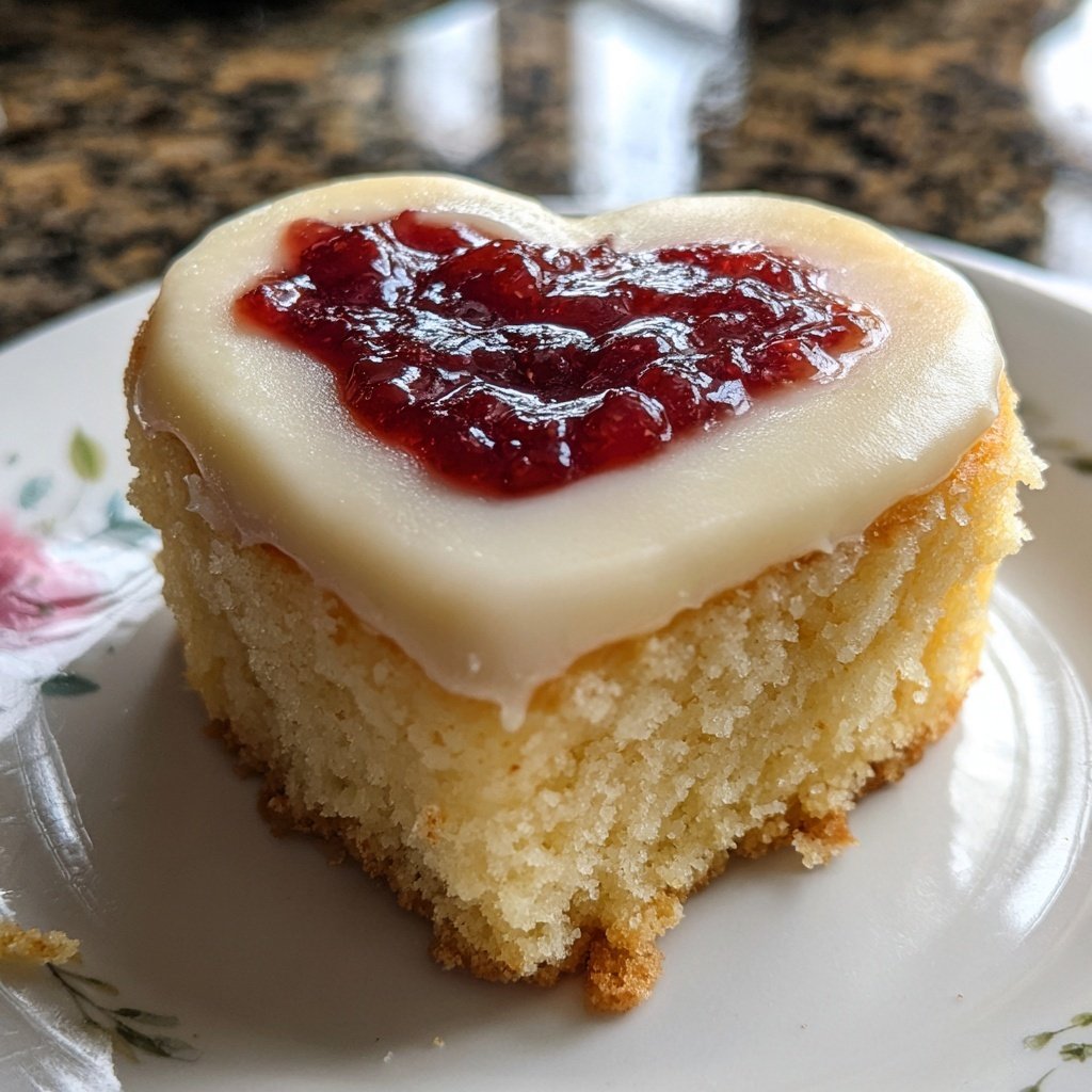 Mini Heart Cake with Strawberry Jam Center
