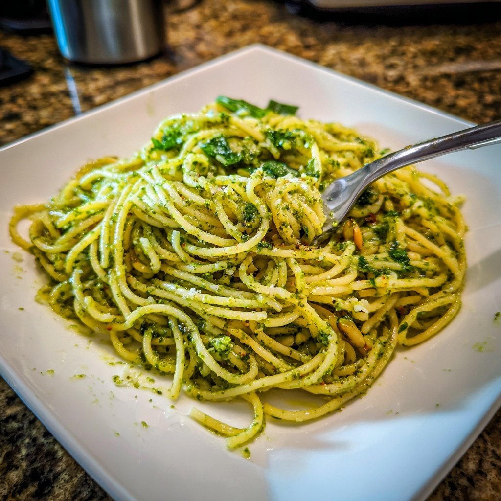Angel Hair Pasta With Creamy Pesto