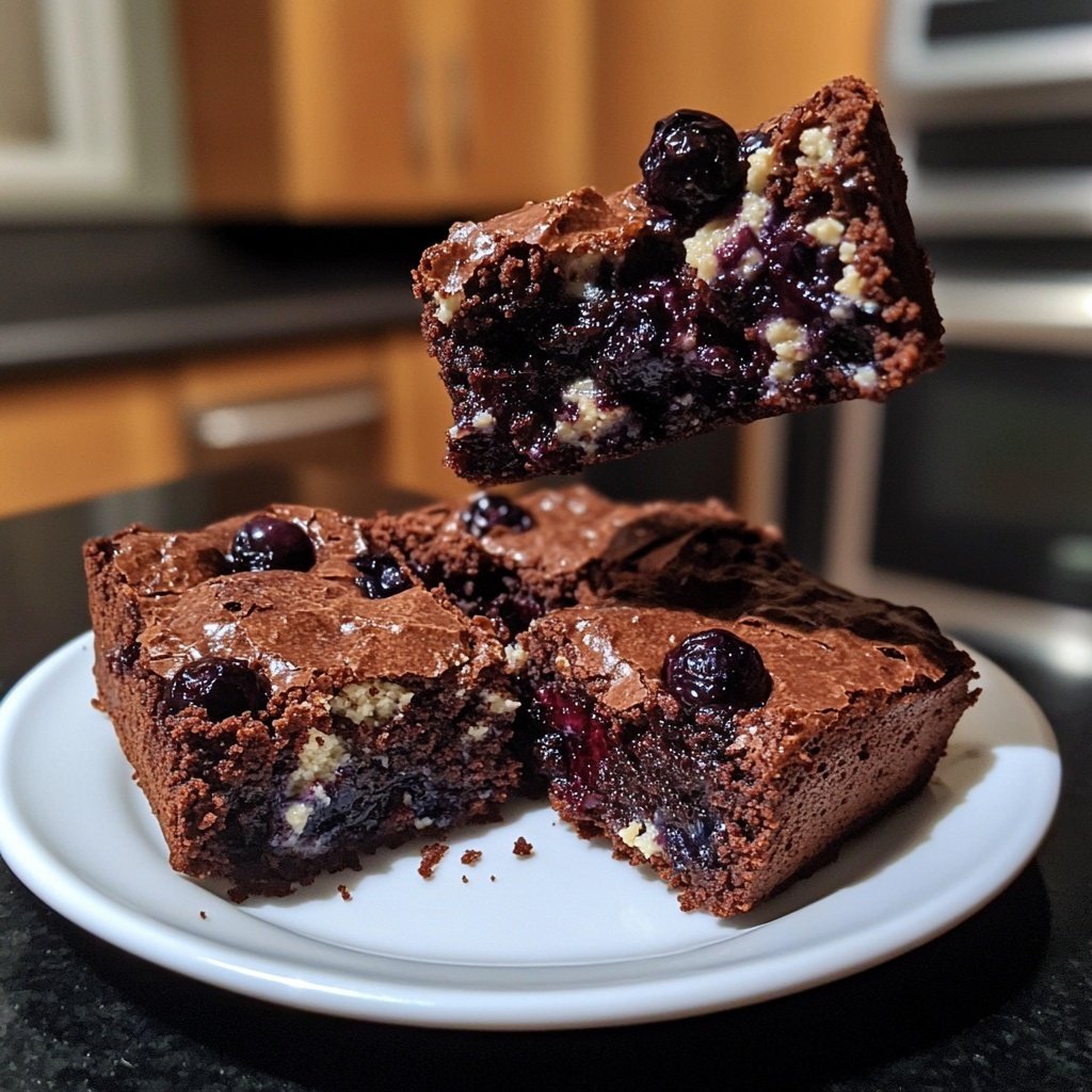 Cottage Cheese Brownies with Blueberries