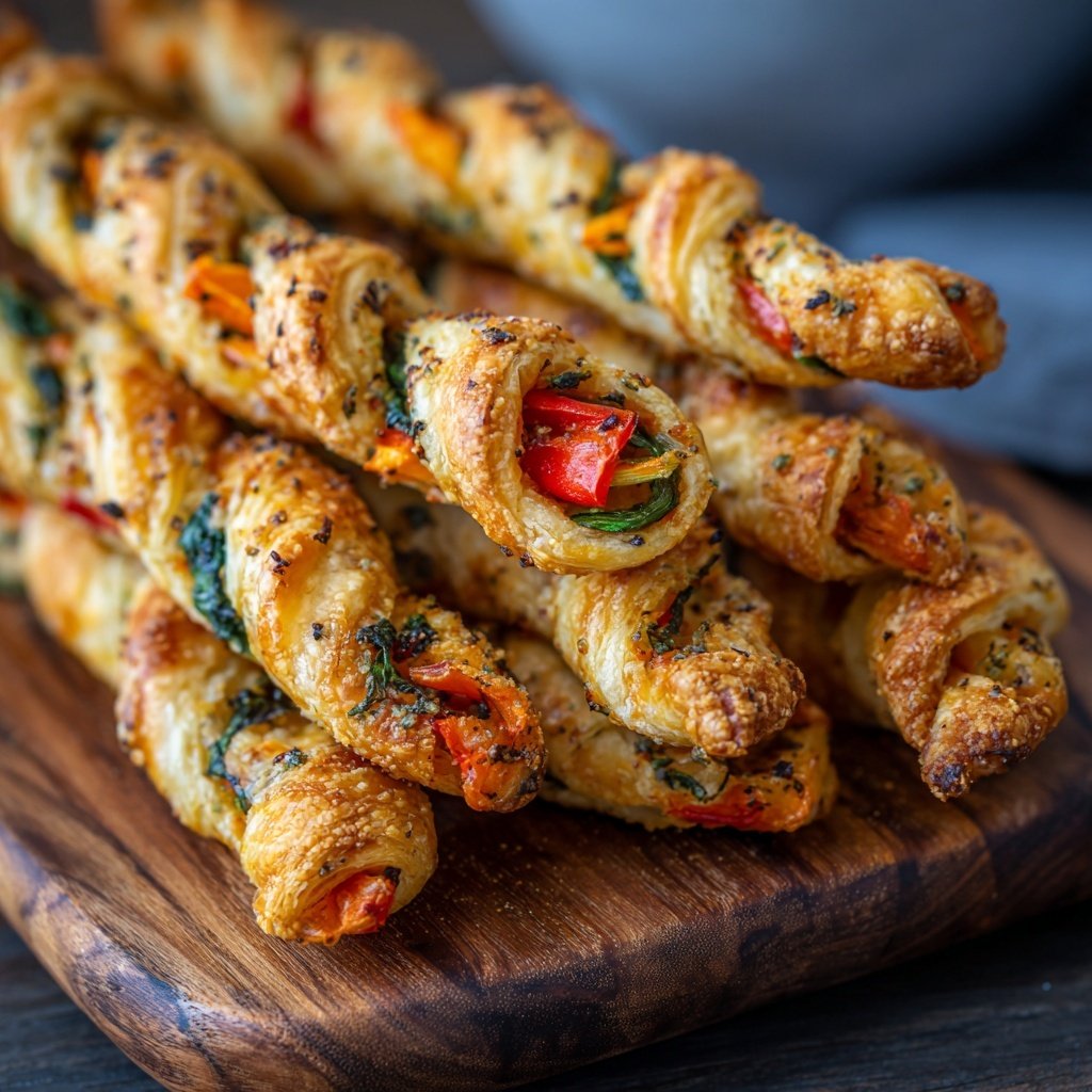 Super Bowl Appetizer Puff Pastry Veggie Twists
