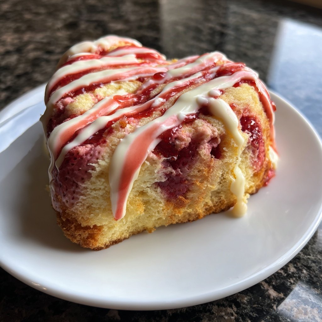 Mini Heart Cake with Vanilla Strawberry Marble