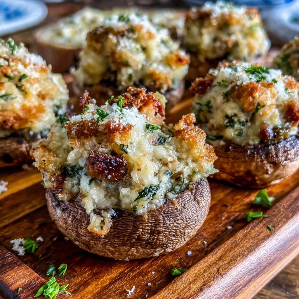 Ground Chicken And Spinach Stuffed Mushrooms