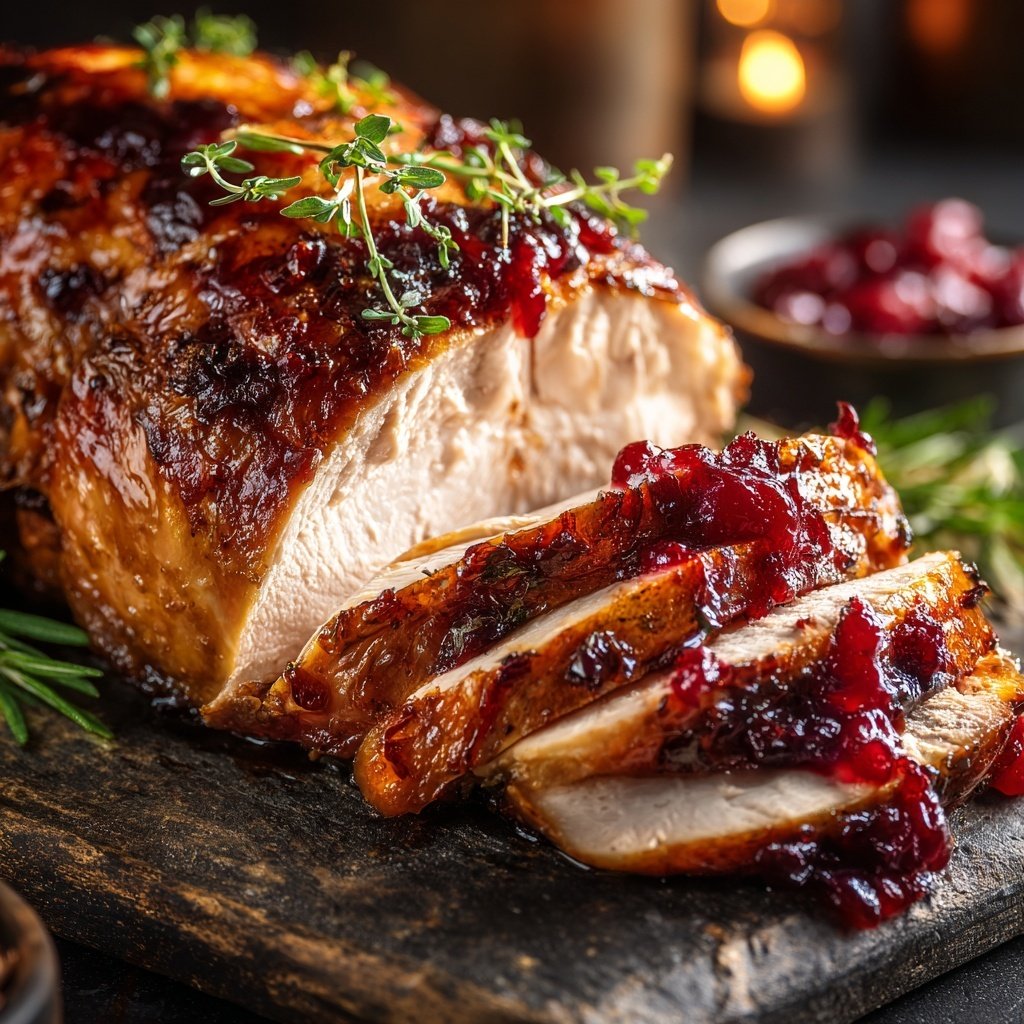 Roasted Turkey with Cranberry Glaze