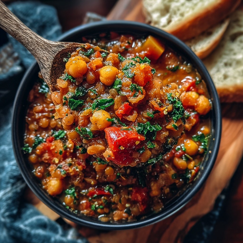 Healthy Crockpot Moroccan Lentil Chickpeas