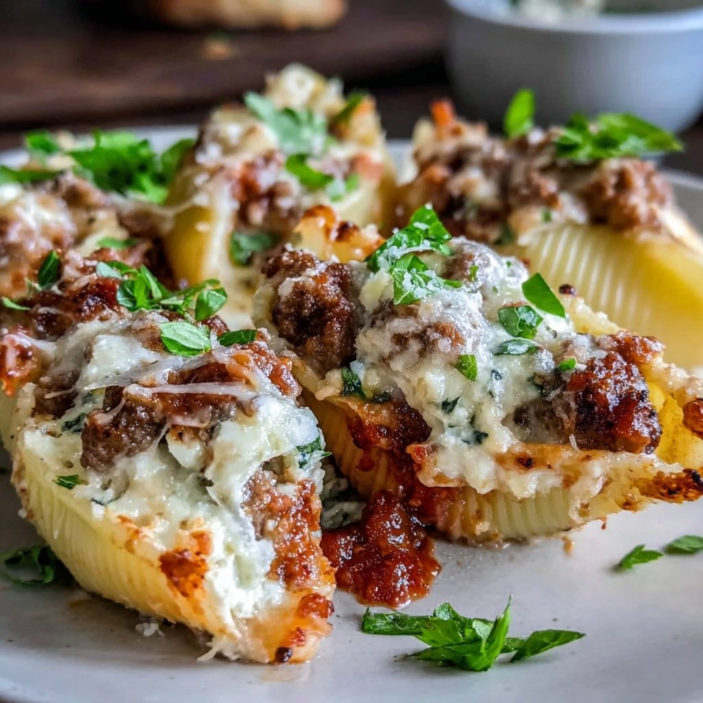 Ground Beef And Cheese Stuffed Shells