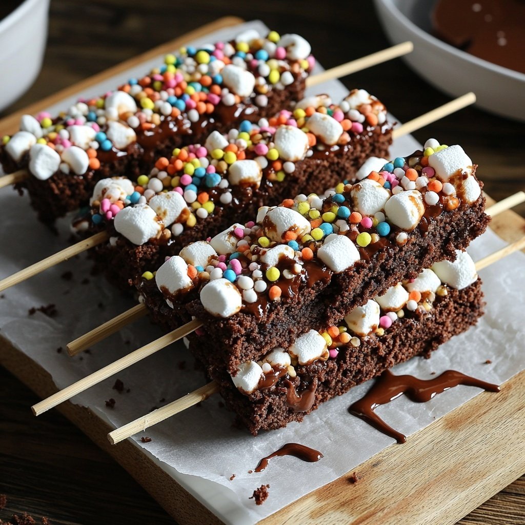Super Bowl Dessert Brownie Skewers