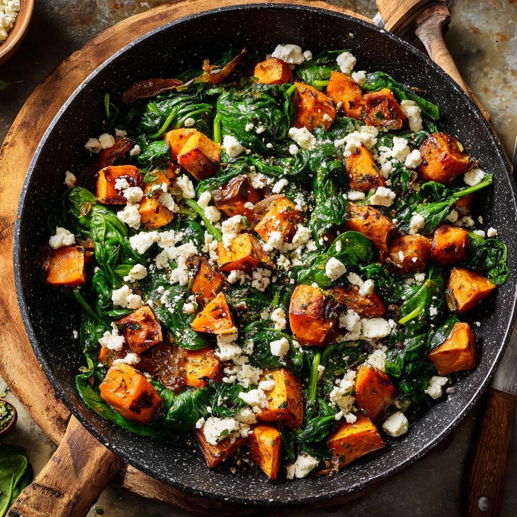 Roasted Sweet Potato Spinach Skillet